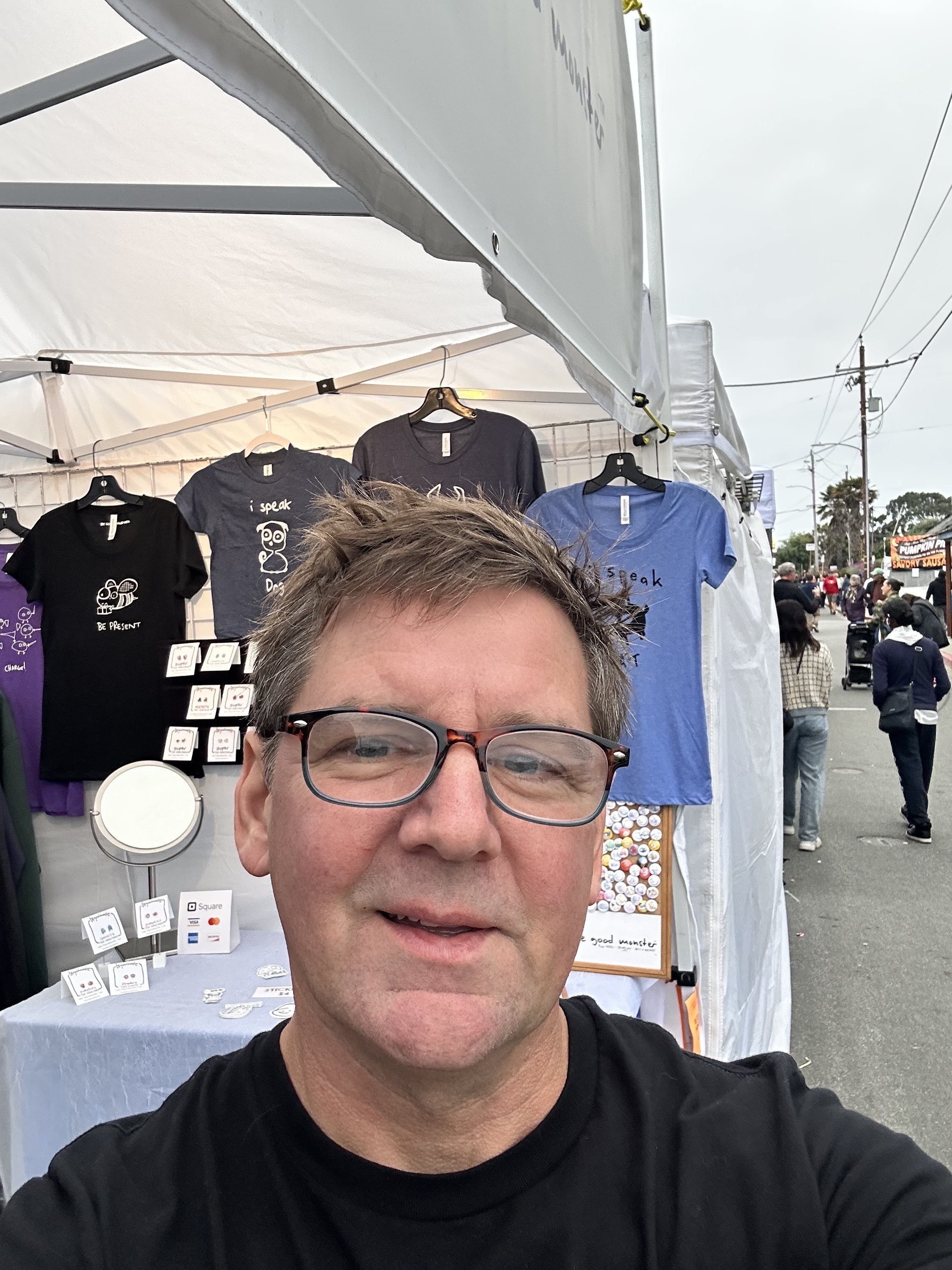 Matt of Be Good Monster in his booth